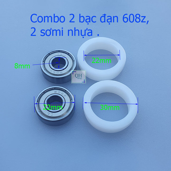 Combo 2 Bạc Đạn 608z , 2 Sơ Mi Nhựa Linh Kiện Thay Thế Cho Quạt Điện