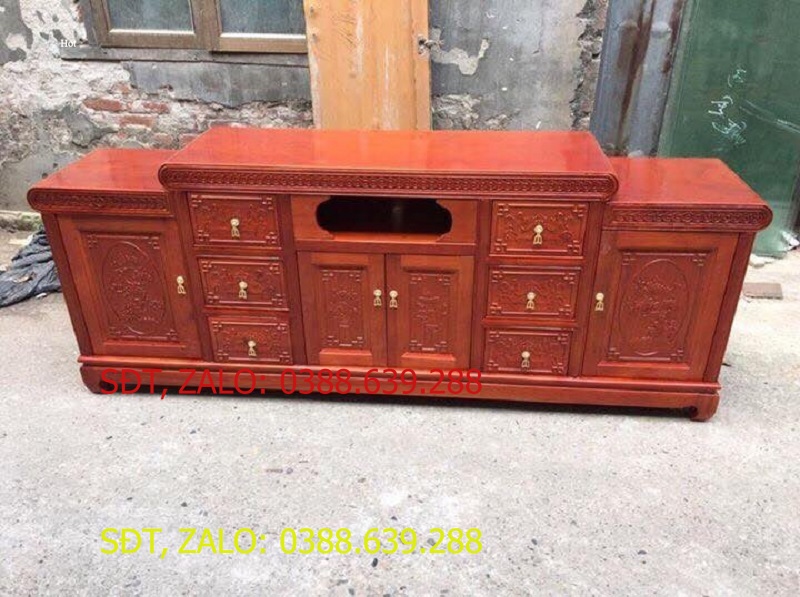 kệ tivi mõ lồi gỗ xoan đào kt 2m2 .