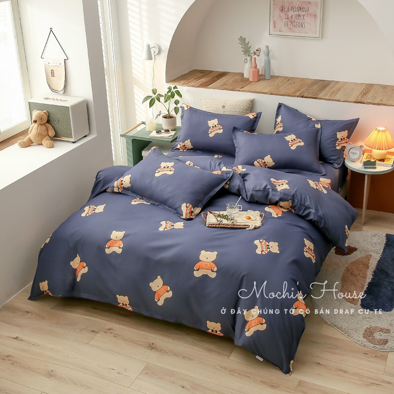 Mẫu chăn ga gối poly coton gấu teddy siêu cute, ga giường đẹp
