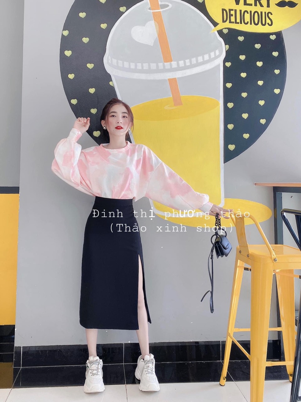 🌞SET VÁY XẺ + CROPTOP TAY DÀI LOAN MÀU