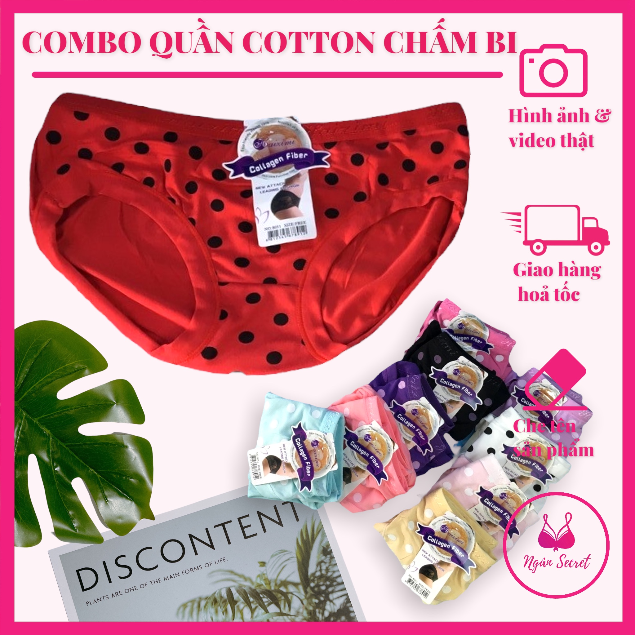 Combo quần lót nữ cotton Chấm Bi dễ thương cho bé, 30kg - 45kg