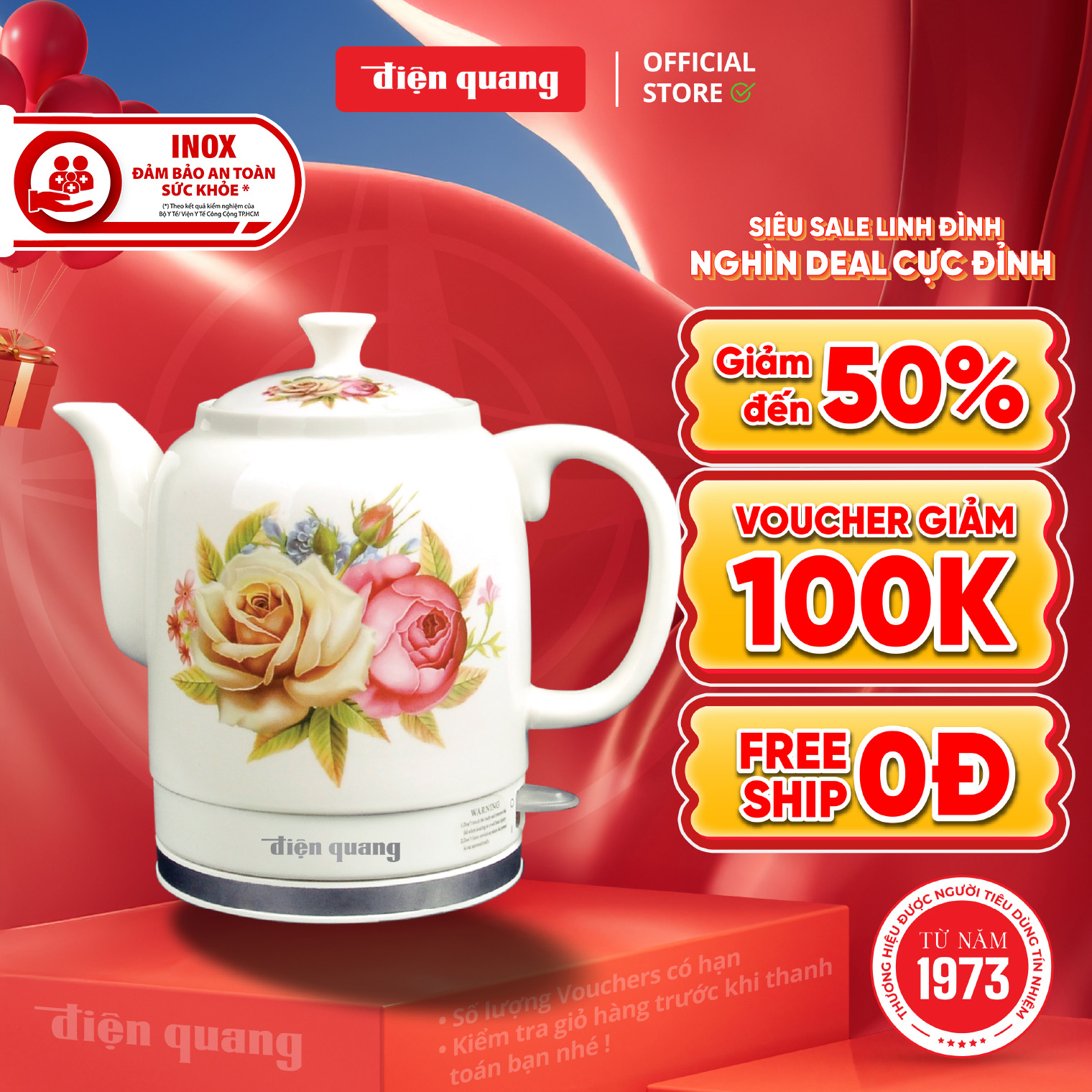 Ấm đun thân sứ siêu tốc điện quang đq cekt05 1515 b