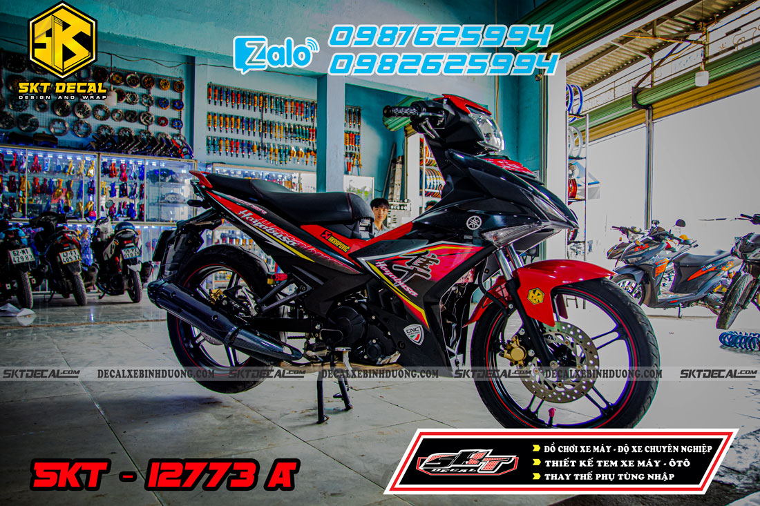 Tem rời exciter 150 đen đỏ hayabusa