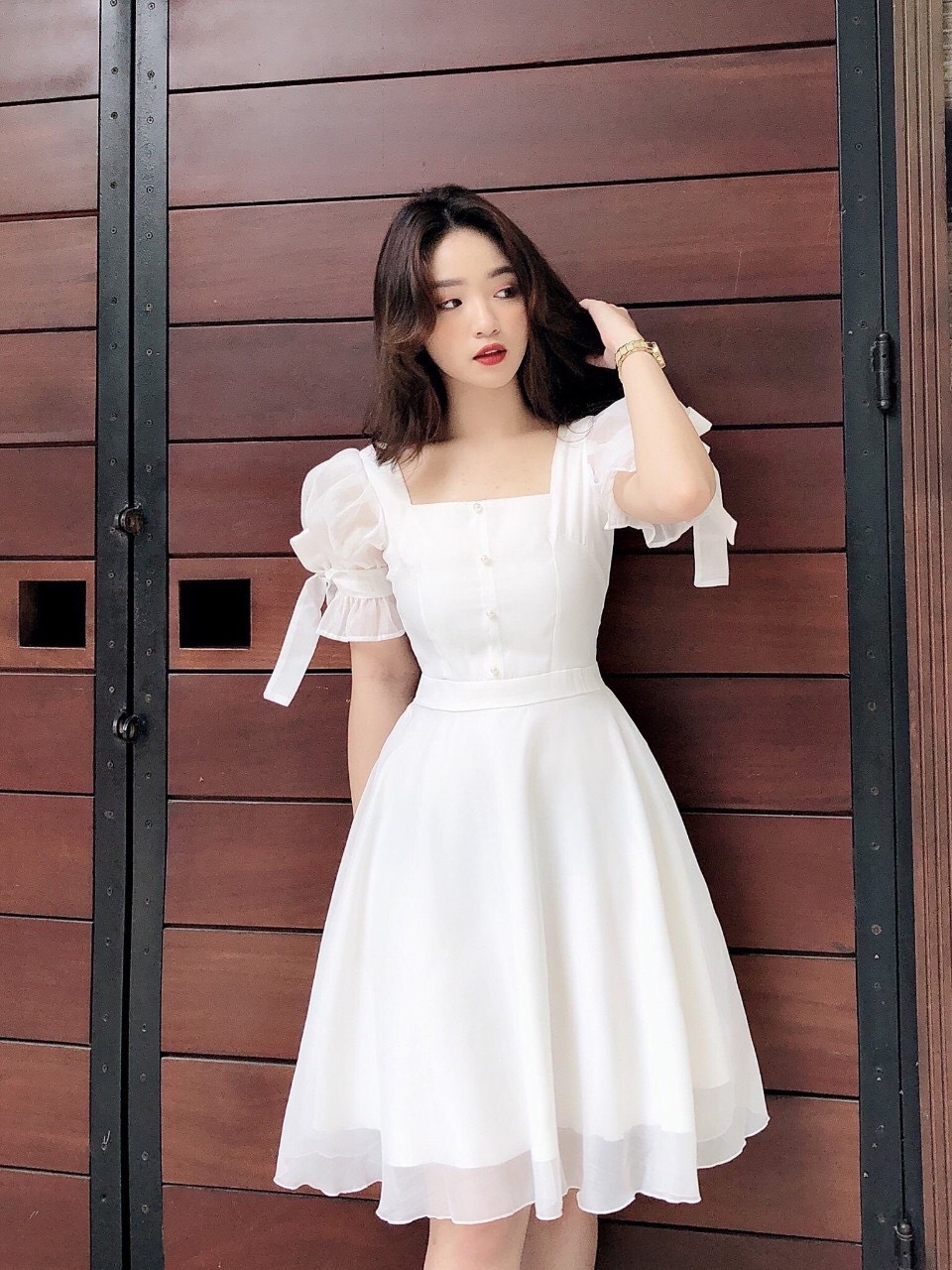 Đầm hoa nhí tay phồng chất voan có lót cup ngực style Hàn Quốc mùa hè dễ  thương váy hở lưng xòe kiểu mini ôm eo bánh bèo  Lazadavn
