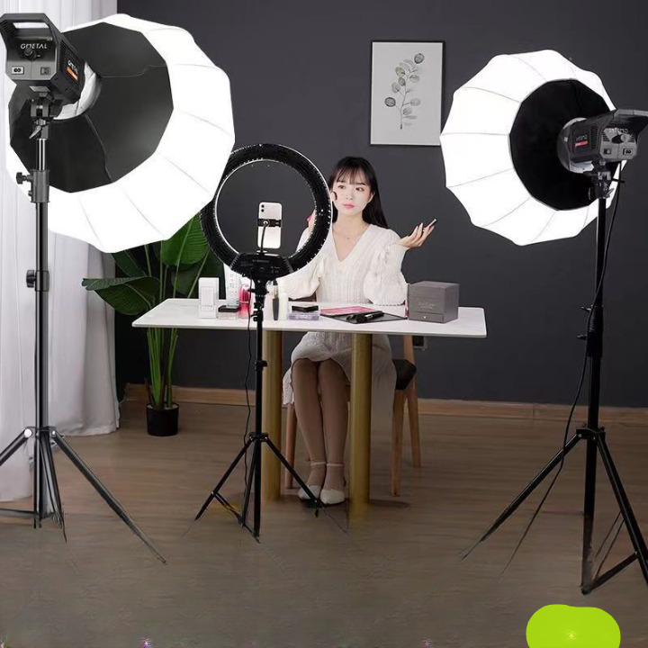 Bộ đèn chụp cầu - chiếu sáng, phục vụ livestream, decor phòng, điều chỉnh độ sáng - chính hãng hulako kèm chân cao 2m8
