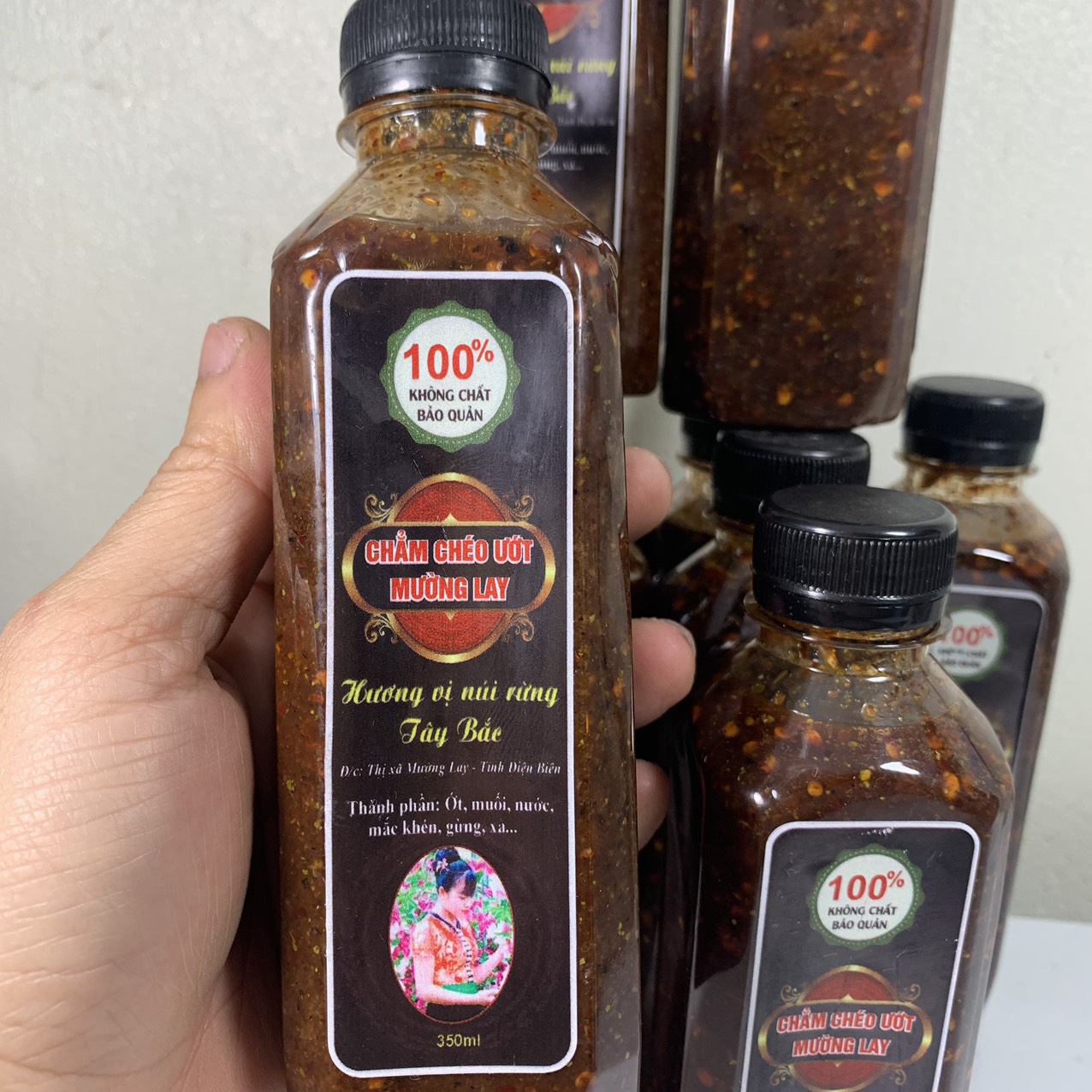 Chẩm chéo ướt chai 350ml muối chấm gia vị chấm muối ớt chấm thịt gà hoa quả đặc sản mường lay điện biên