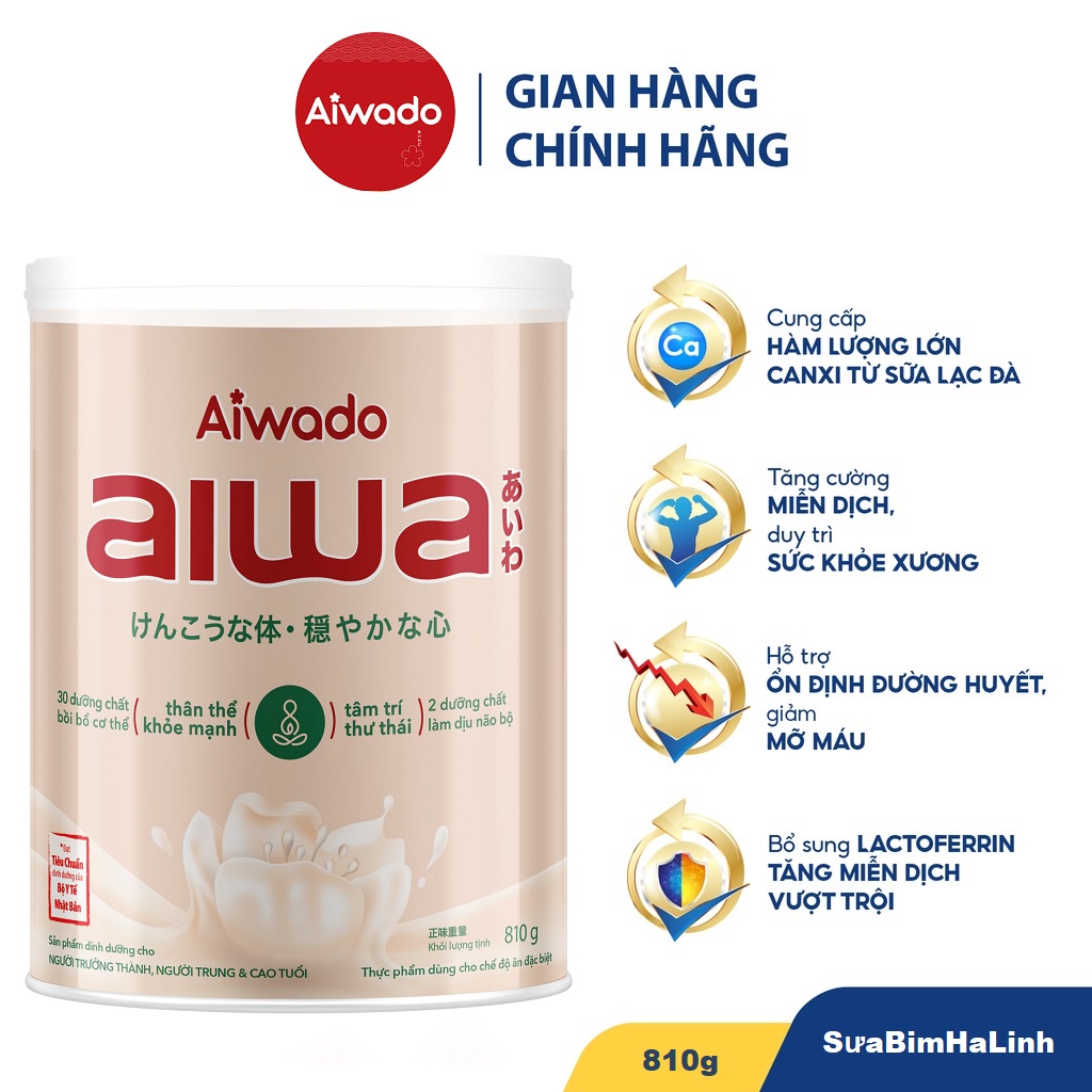 Sữa Bột Aiwado Aiwa - Thân Khoẻ Tâm An hop 810g Date 2024