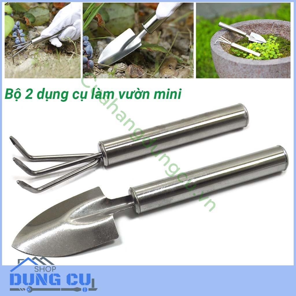 Bộ 2 dụng cụ làm vườn mini inox