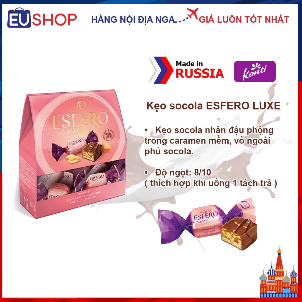 Kẹo socola đậu phộng caramen mềm Konti Esfero Luxe