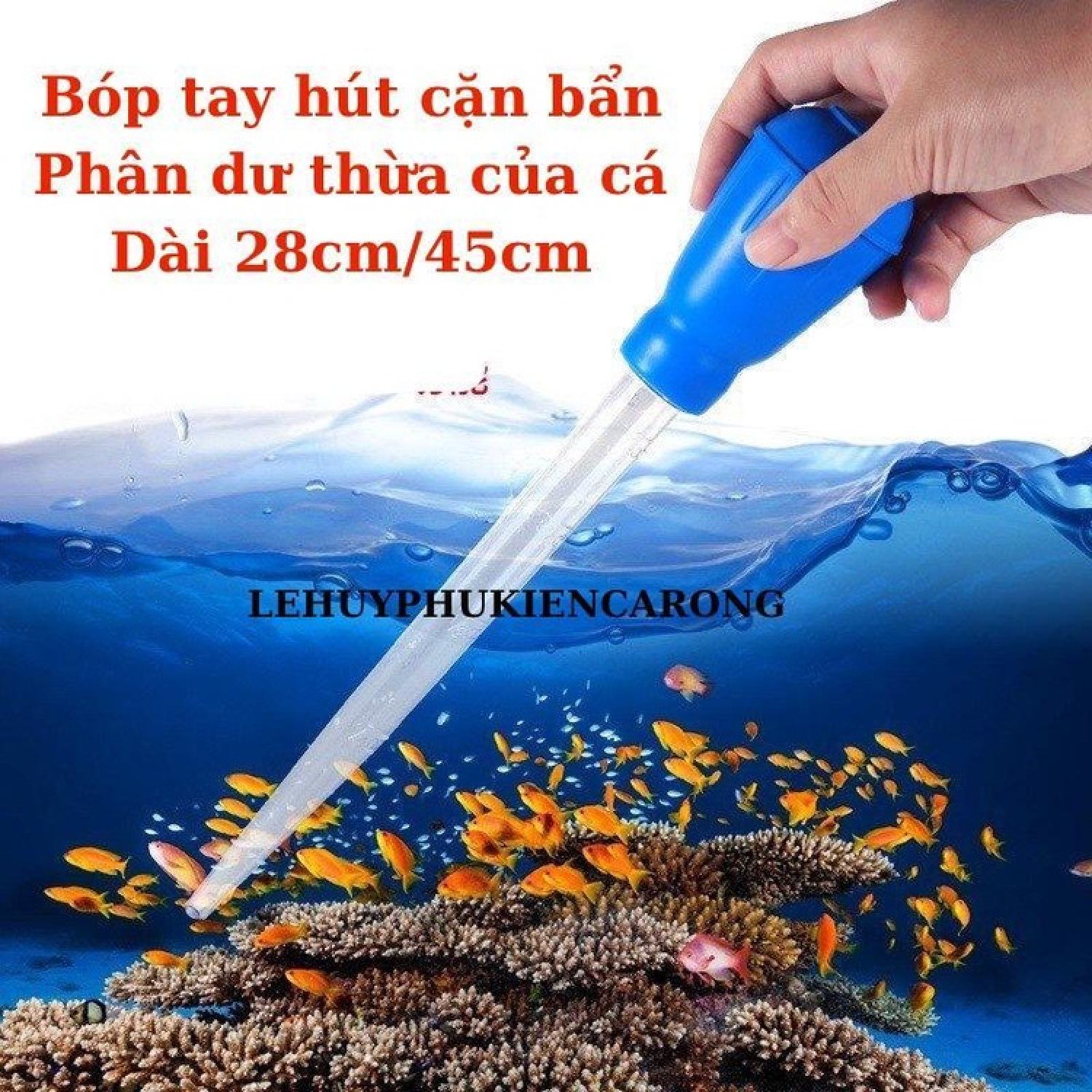 Cây bóp hút phân cá, ống hút cặn bẩn hồ cá dài 28 45cm