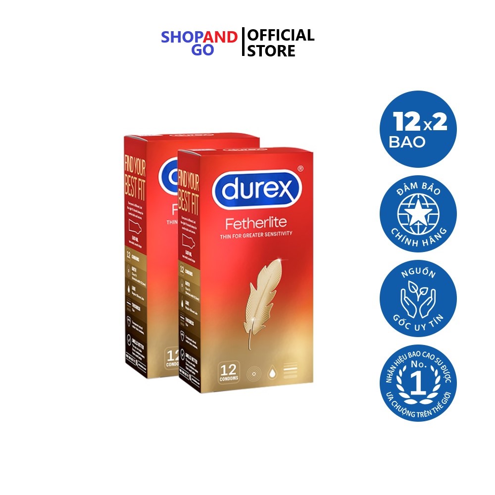 [HCM] FREESHIP Bộ 2 hộp Bao cao su siêu mỏng Durex Fetherlite hộp 12 cái - cảm giác chân thật