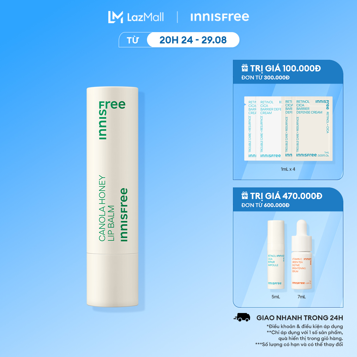 Son dưỡng ẩm không màu INNISFREE Canola Honey Lip Balm 3.5g