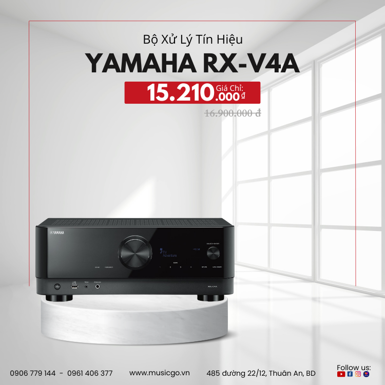 Bộ xử lý tín hiệu xem phim yamaha rx-v4a | ứng dụng musiccast | điều khiển bằng giọng nói alexa google siri