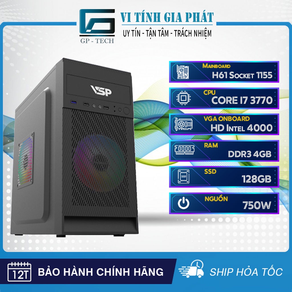 Case văn phòng Core i7 cực mạnh kèm màn hình 20inch Full Box học tập, làm việc online GIÁ SIÊU SỐC