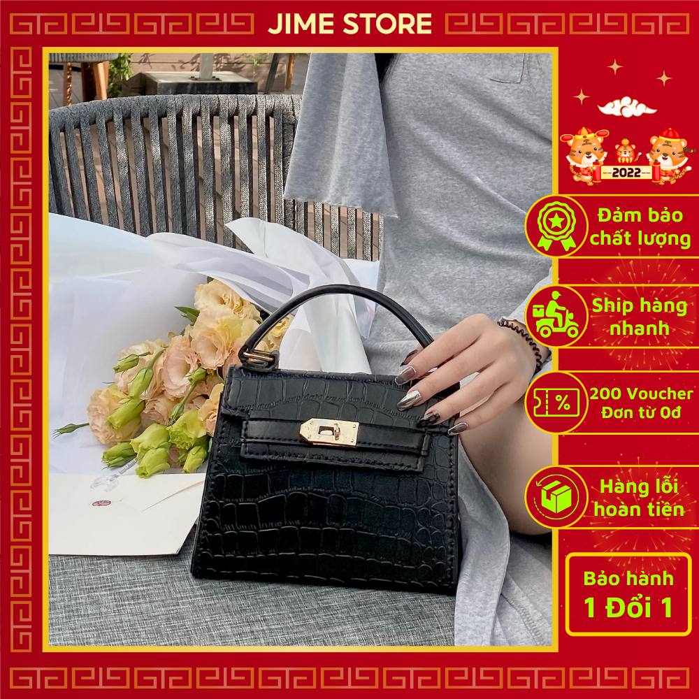 Túi xách nữ đeo chéo da sần form chuẩn quai cứng jime store t23