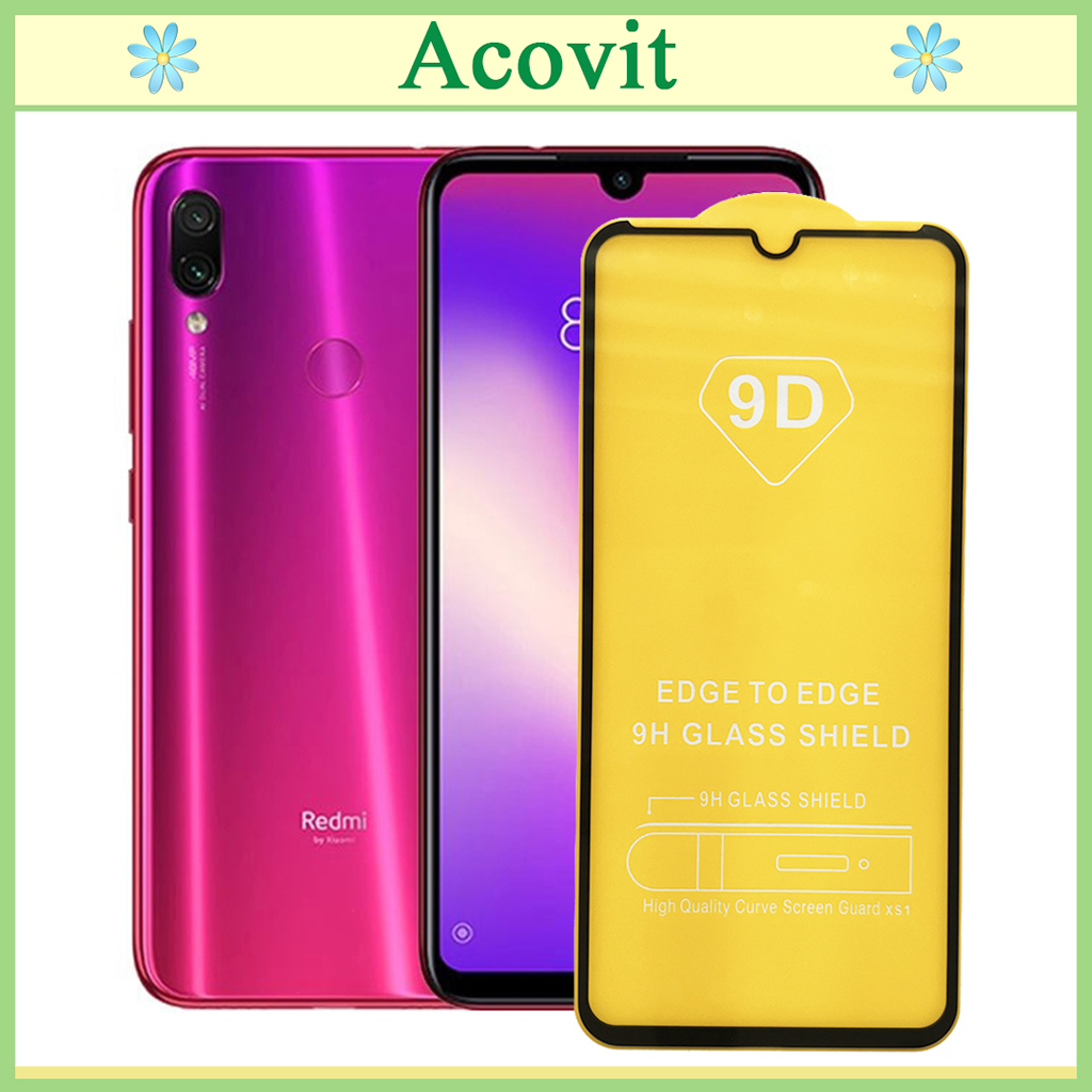"Kính cường lực 9D Xiaomi Redmi Note 7 " _ FULL Màn Hình _ Độ Cứng 9H _ Anh thật Sản Phẩm _ ( Tặng kèm bộ giấy lau Màn hình) Acovit"