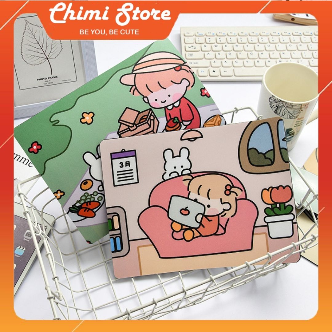 [ Hàng Chuẩn] Miếng Lót Chuột Chimi PK004 , Bàn Di Chuột Mouse Pad Không Thấm Nước Hình Bé Gái Cute