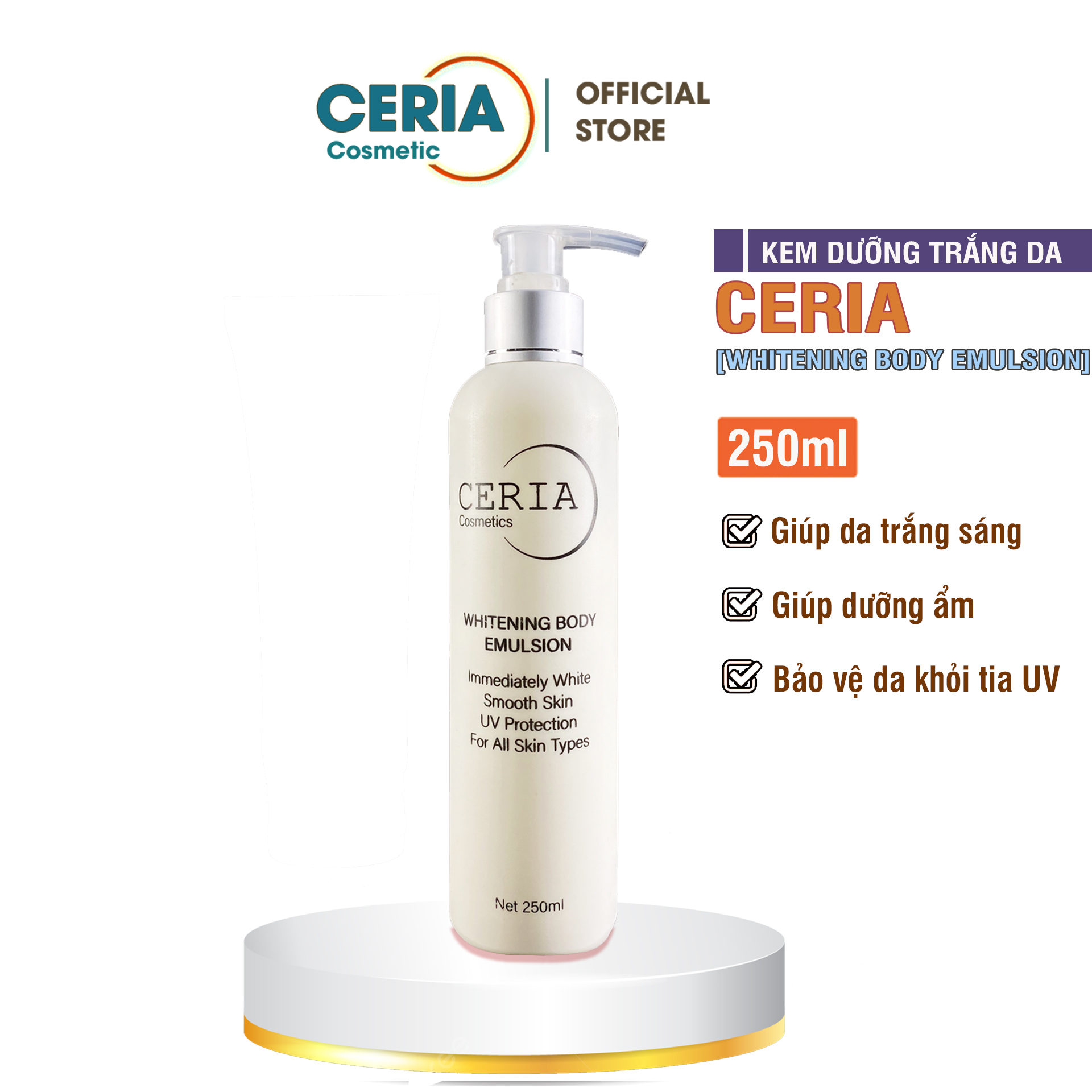Sữa tắm ủ trắng nâng tone CERIA - Whitening Body Emulsion 250 ML