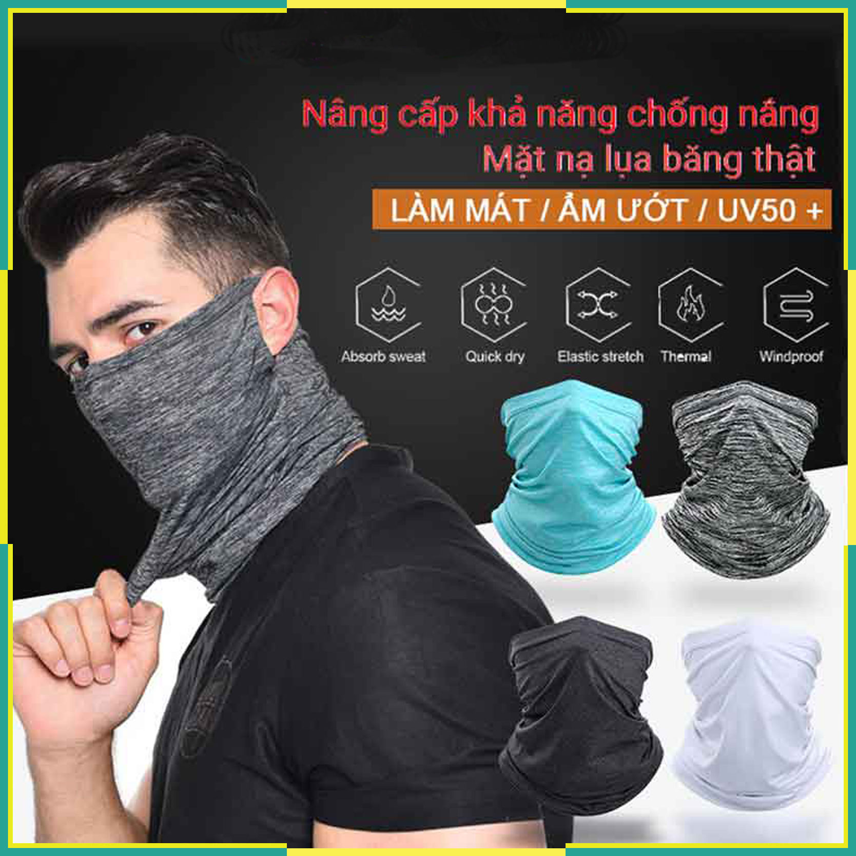[HCM]Khăn đa năng vải lụa mát lạnh cao cấp Có lỗ sỏ tai