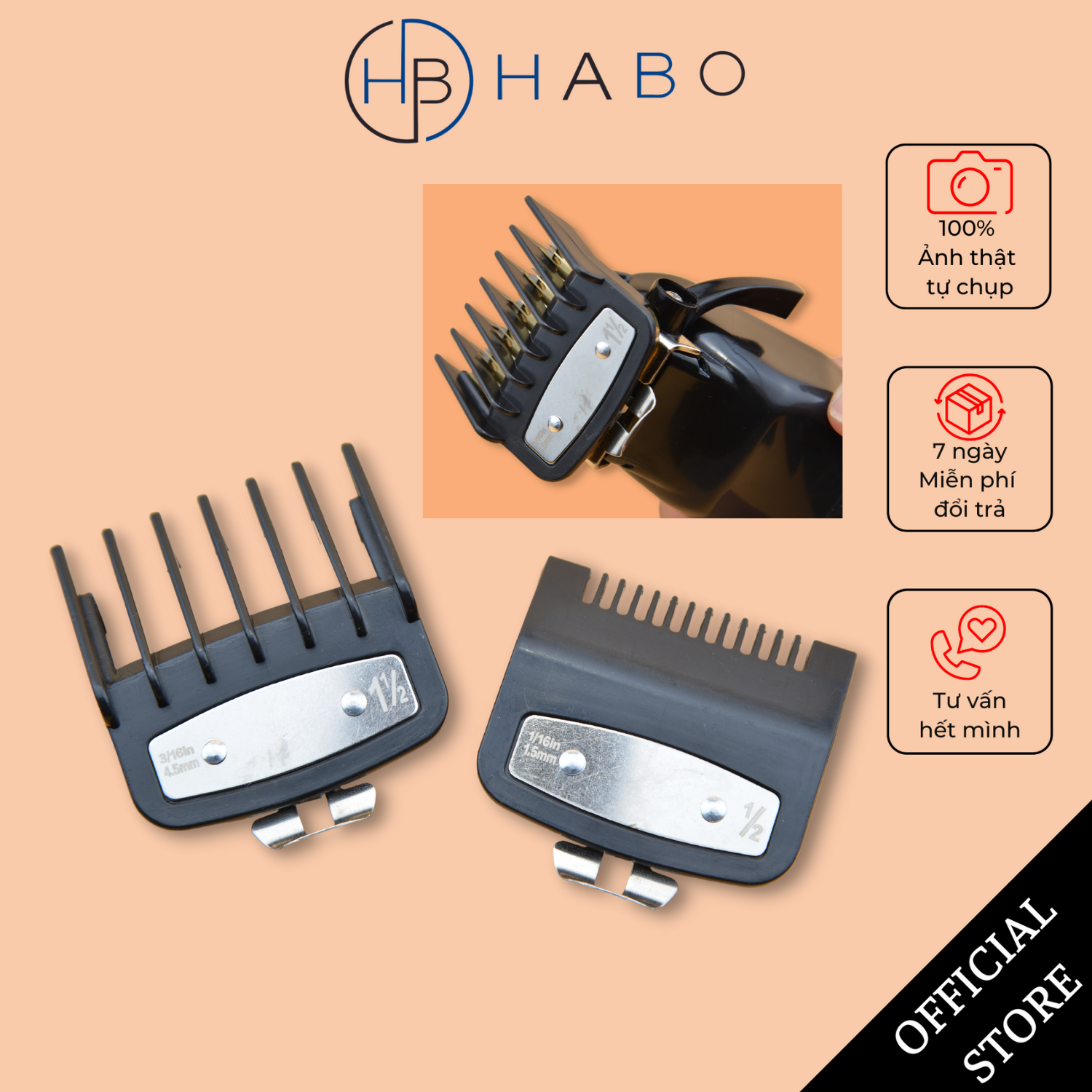 Cữ tông đơ, bộ cữ tông đơ gá thép, set cữ tông đơ thay thế, cữ gá thép tông đơ bền bỉ 1.5mm và 4.5mm
