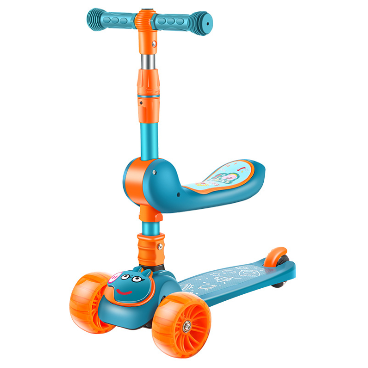 Xe Trượt Scooter Có Nhạc, Đèn Phát Sáng - Kèm Ghế Ngồi Chòi Chân
