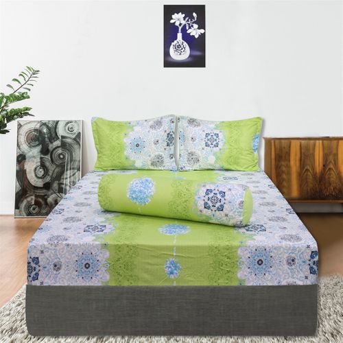 Bộ drap gối  160 x200cm cotton hoa Hometex