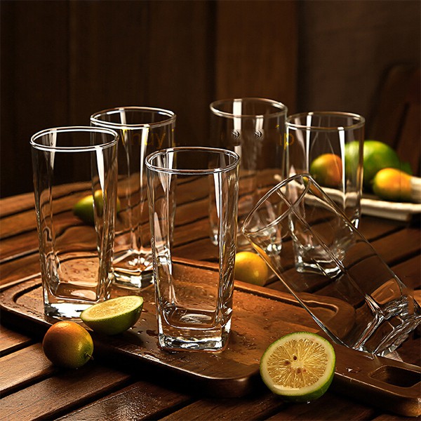 Bộ 6 Cốc Thủy Tinh Đáy Vuông Cao Plaza Hi Ball Ocean – B11011 – 320ml