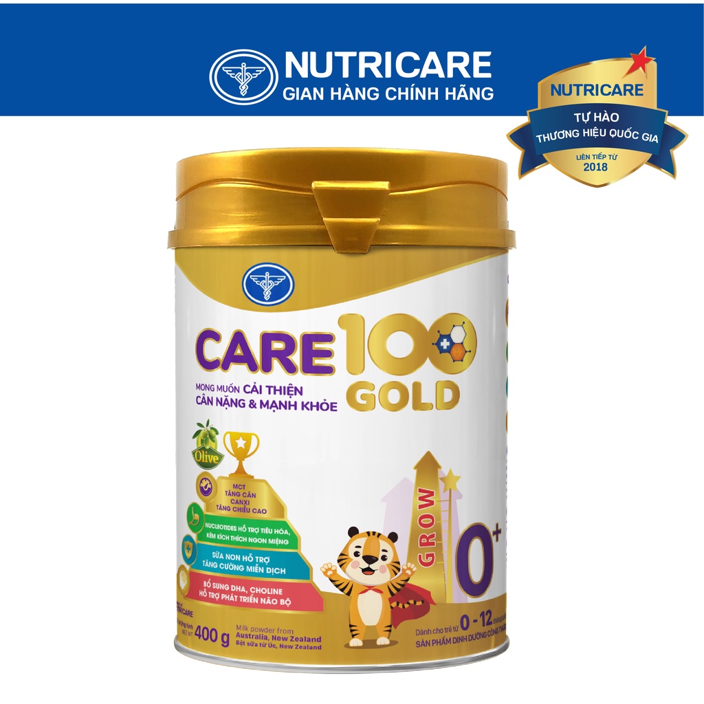Sữa bột nutricare care 100 gold 0+ cho trẻ thấp còi 400g