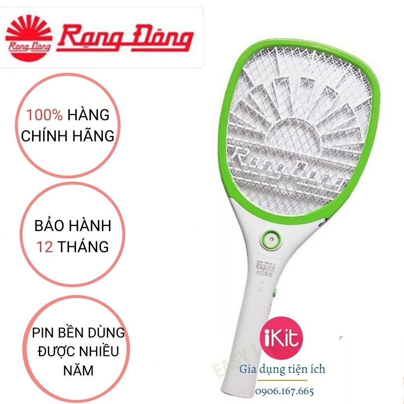 Vợt muỗi, vợt bắt muỗi cao cấp Rạng Đông, Bảo hành 12 tháng, Pin bền sử dụng được nhiều năm