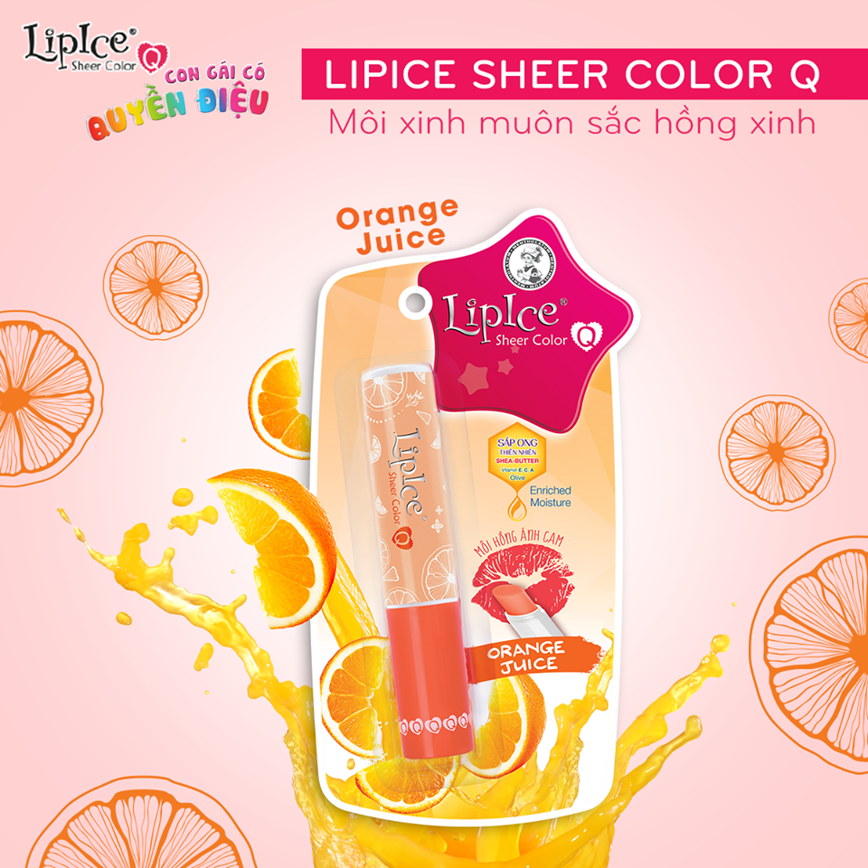 Son Lipice Sheer Color Q Orange Juice Hồng ánh cam 2.4g