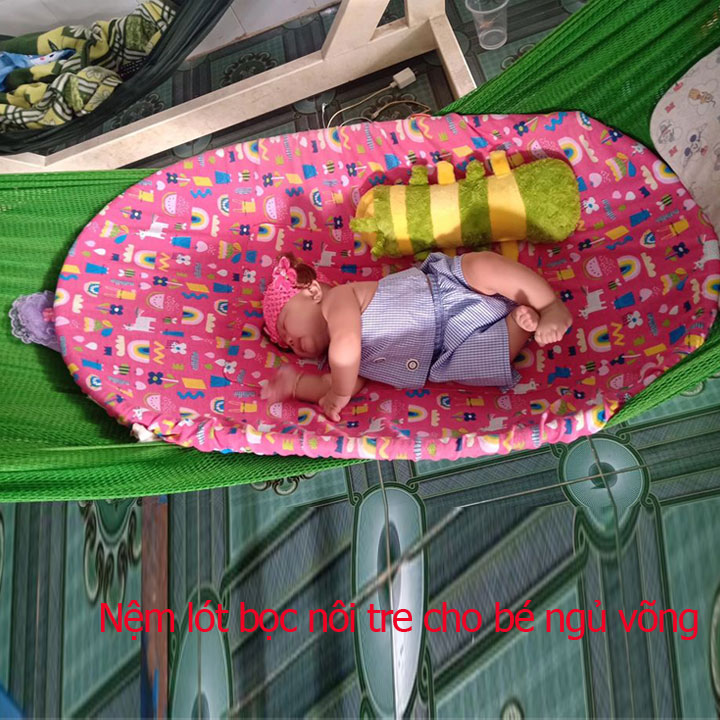 Nệm đệm lót bọc nôi tre cho bé nằm ngủ võng