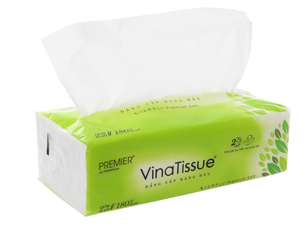 Khăn giấy, khăn giấy lụa premier vina tissua 2 lớp 180 tờ