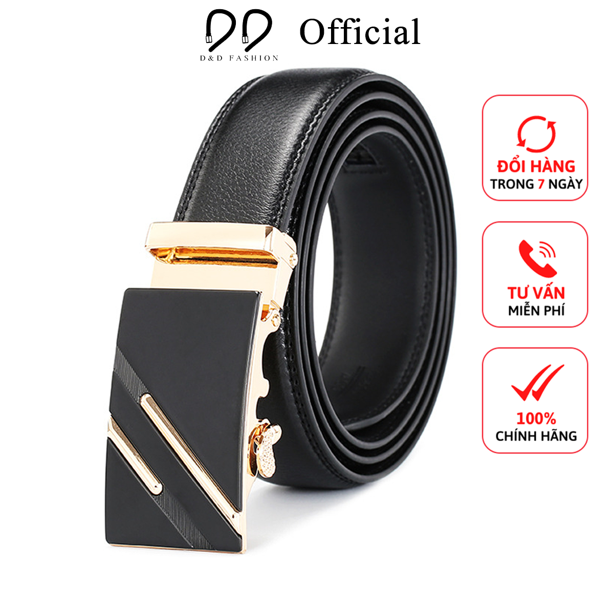 Thắt lưng nam D&D Fashion mẫu hai sọc vàng