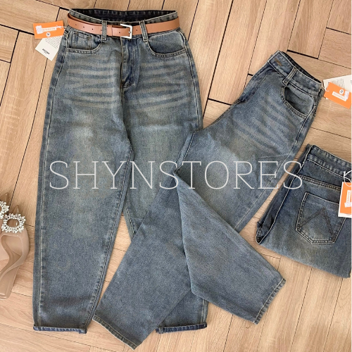 Quần jeans nữ Shynstores , quần baggy bò basic lưng cao ống đứng vải dày đẹp freeship
