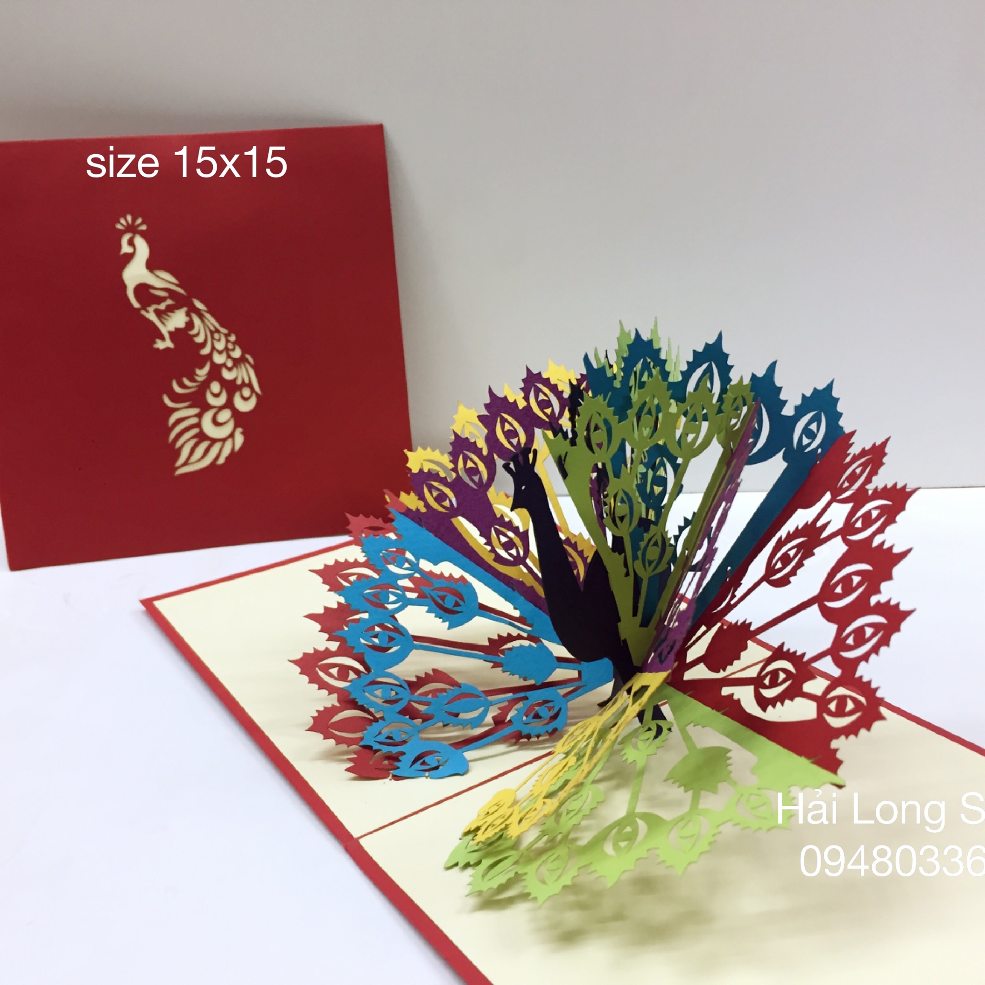 Chim công - bird - peacock - thiệp 3d