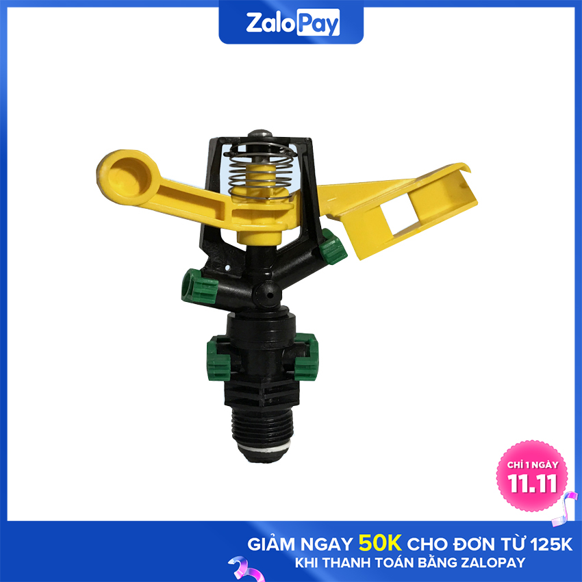 [HCM]Béc tưới cây cánh đập phun mưa 360 độ kiểu chuồn chuồn 2 tia răng ngoài 21 tặng kèm họng thay thế 1.5ly và 2.5ly (vàng) phun