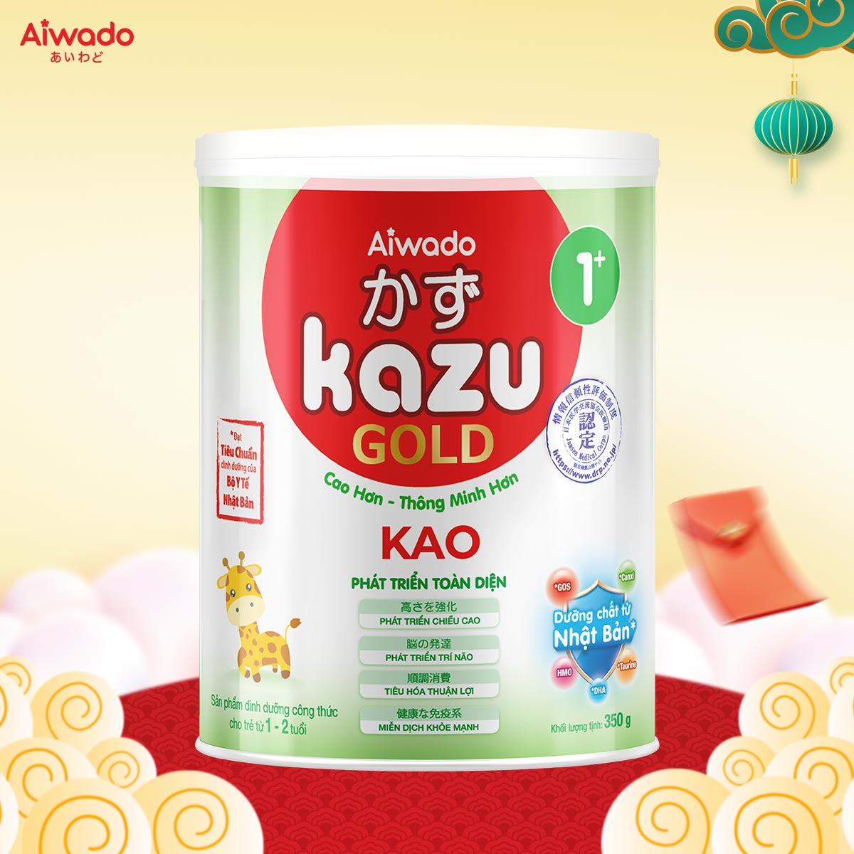 Sữa bột aiwado kazu kao gold 1+ 350g - tinh tuý dưỡng chất nhật bản
