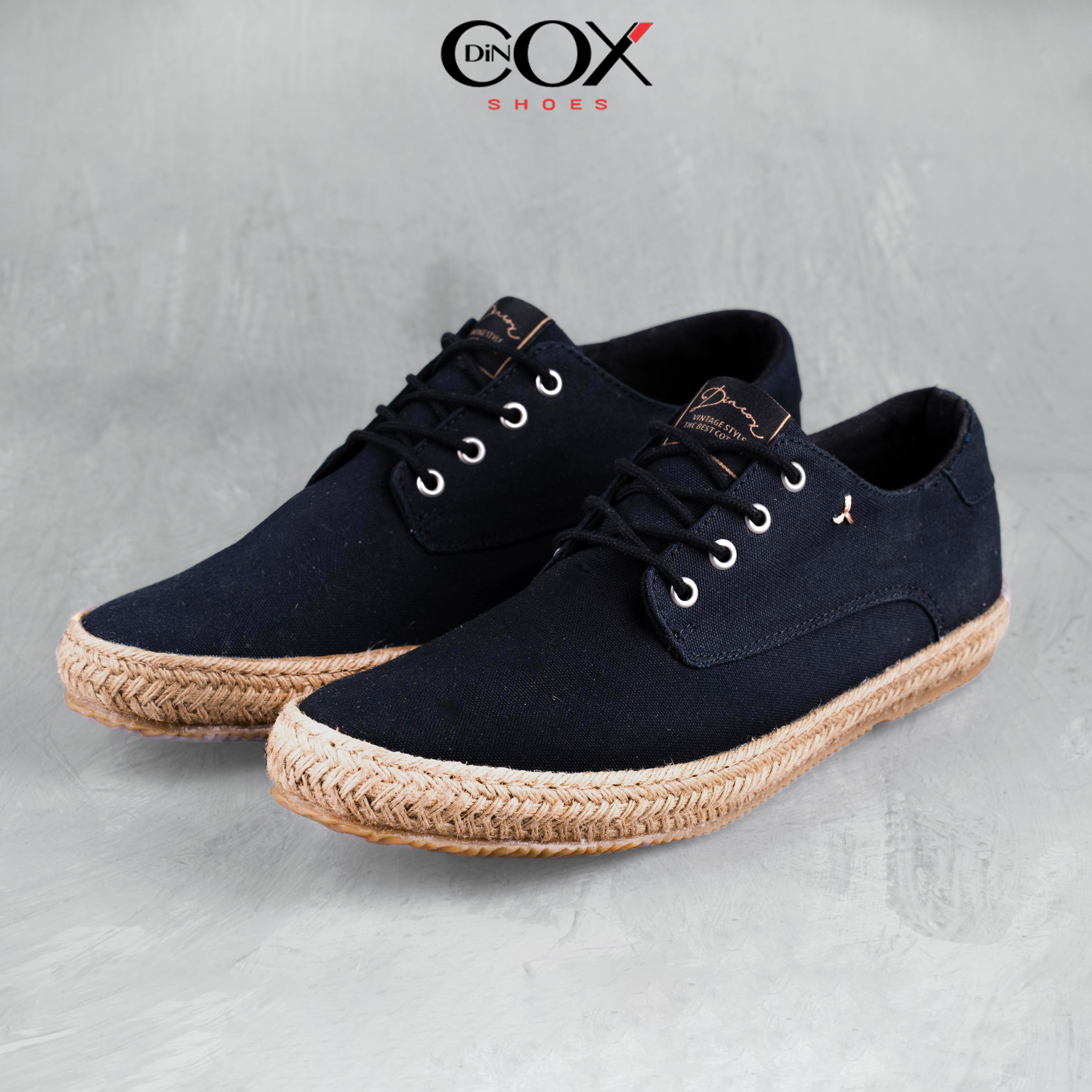 Giày sneaker vải canvas nam dincox e11 black sang trọng lịch thiệp