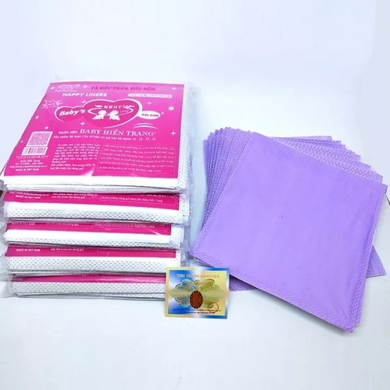 Miếng lót phân xu 3 lớp Hiền Trang tím cho bé 8-12 tờ