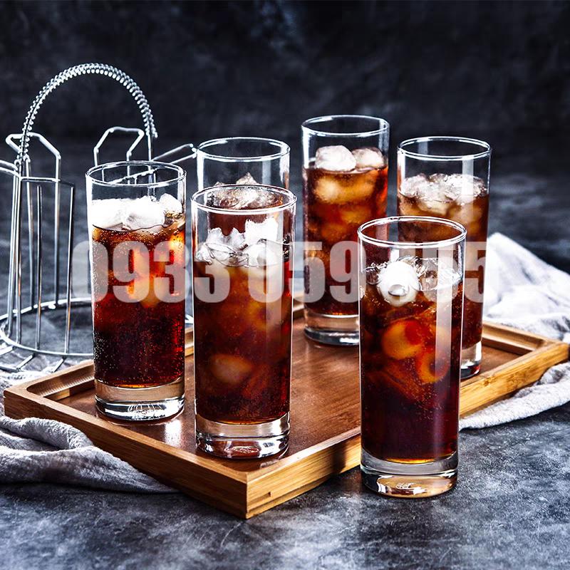 Bộ 6 Ly Thủy Tinh Uống Cà Phê 275ml, Ly Nước Ép, Ly Cốc Cà Phê Đá, Ly Ống Đế Cao Es60164