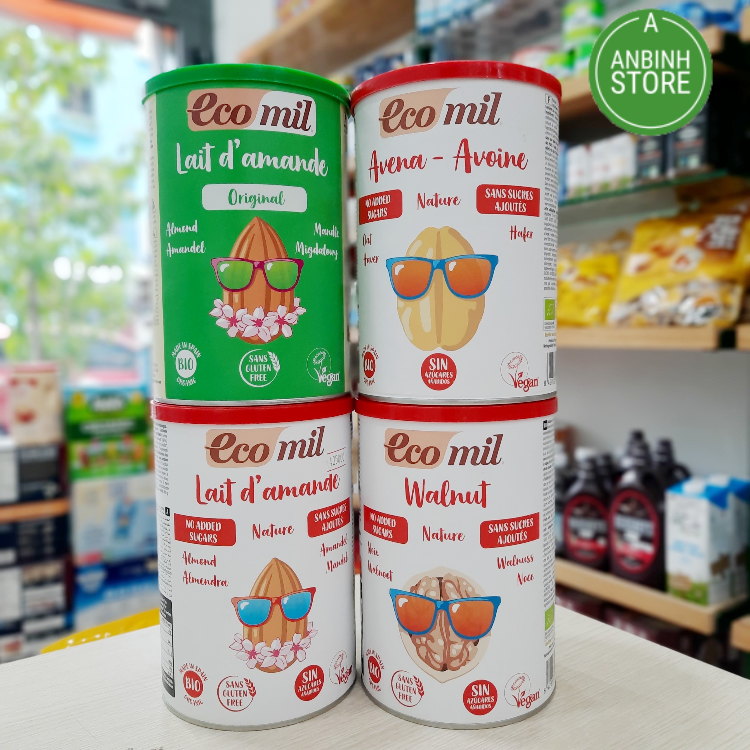 Sữa hạt hữu cơ Ecomil 400g Organic Milk: hạnh nhân / óc chó / yến mạch / diêm mạch . Xuất xứ Tây Ban Nha