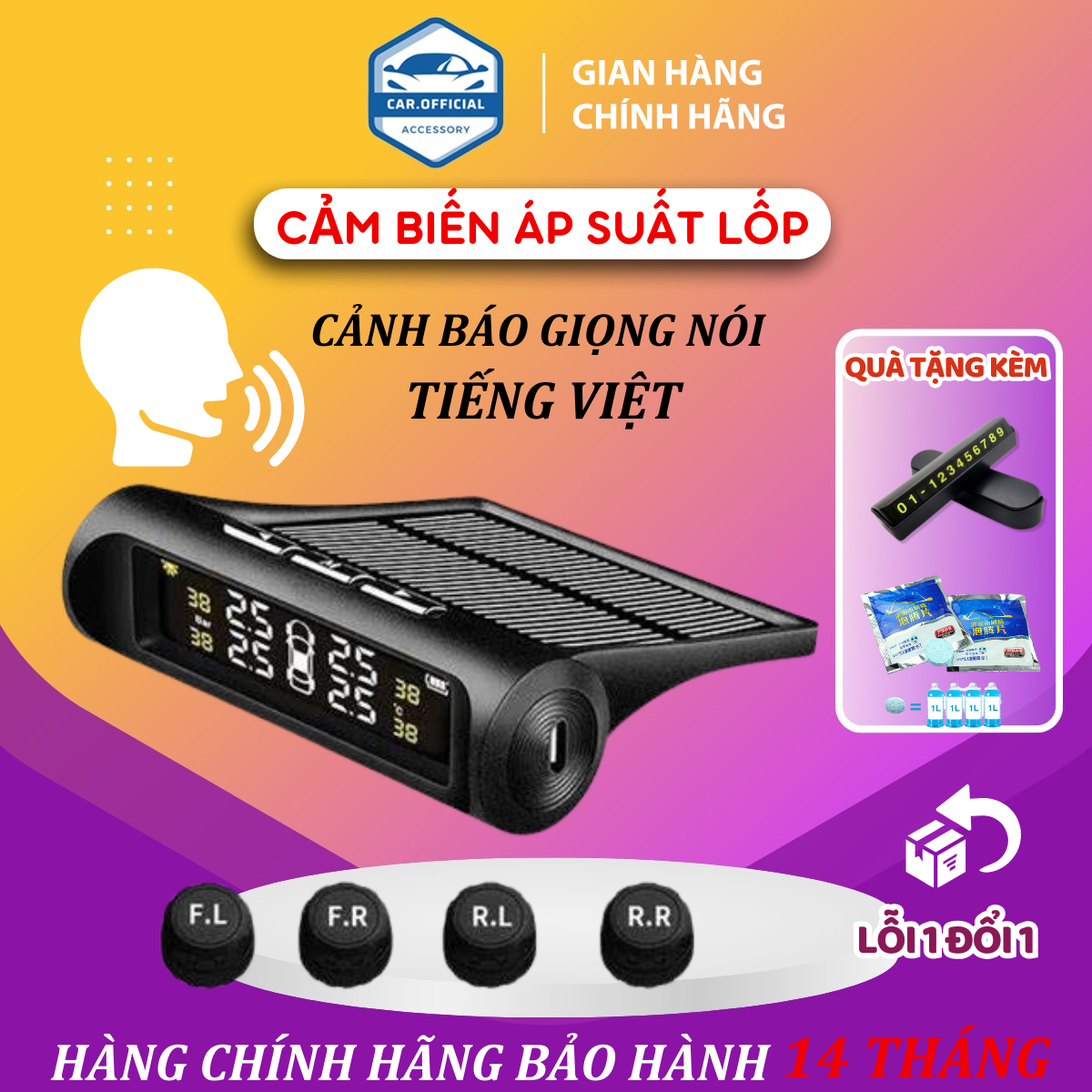 CẢM BIẾN ÁP SUẤT LỐP Ô TÔ TPMS Cảm biến áp suất Tiếng Việt Cảm biến áp suất lốp ô tô xe hơi BẢO HÀNH 14THÁNG pin sạc năng lượng mặt trời màn hình LCD