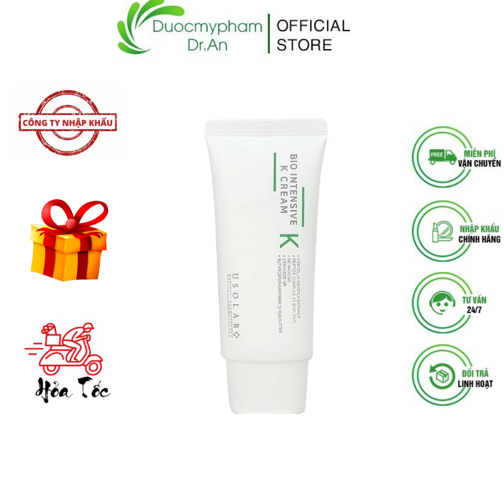  HÀNG NHẬP KHẨU - Kem dưỡng Vitamin K Usolab Bio Intensive K Cream phục hồi làm dịu da tức thì cấp cứu làn da nhạy cảm giảm kích ứng mẩn đỏ chống ánh sáng xanh hiệu quả - DuocmyphamDrAn 