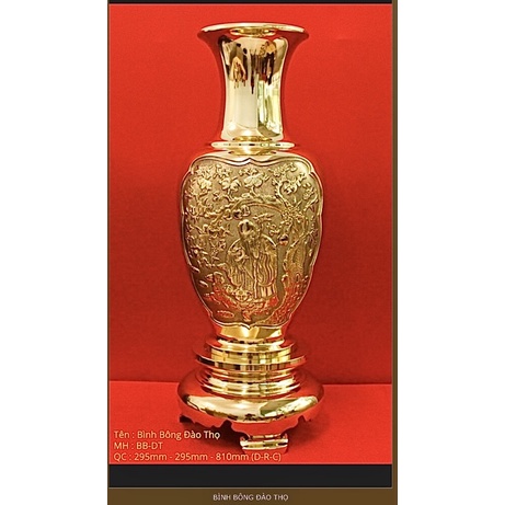 Bình bông đồng, bình bông cao cấp đào thọ của vĩnh tiến cao 81cm