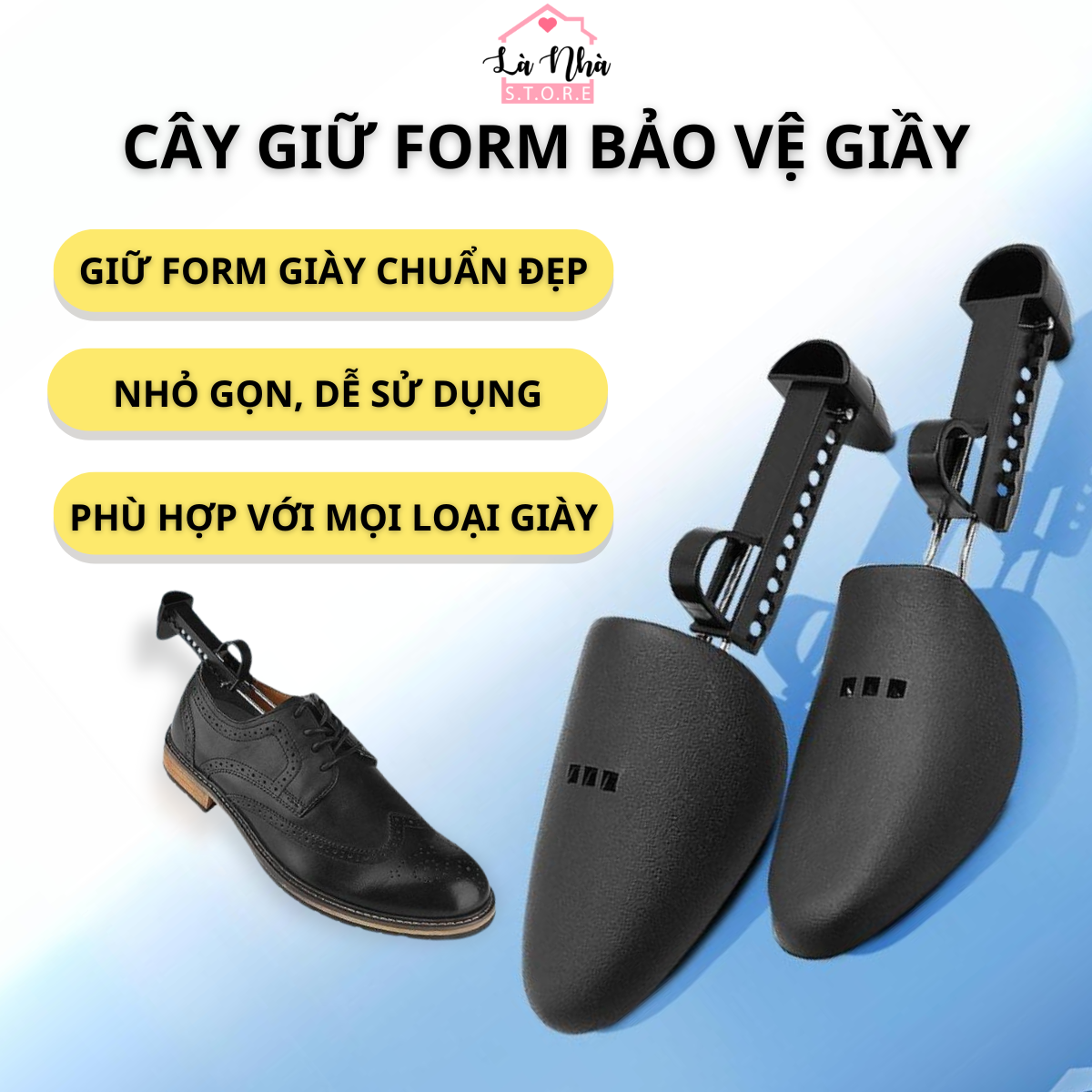Cây giữ form giày lò xo shoes Tree tùy chỉnh size chống nhăn, bảo vệ giầy.