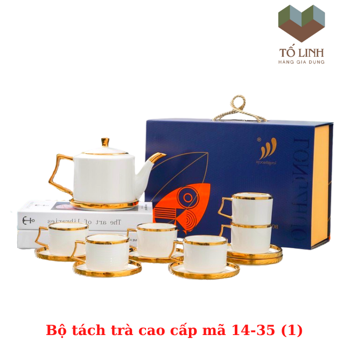 Bộ bình trà cao cấp gốm sứ viền, tách trà gốm sứ cao cấp,ấm trà sứ
