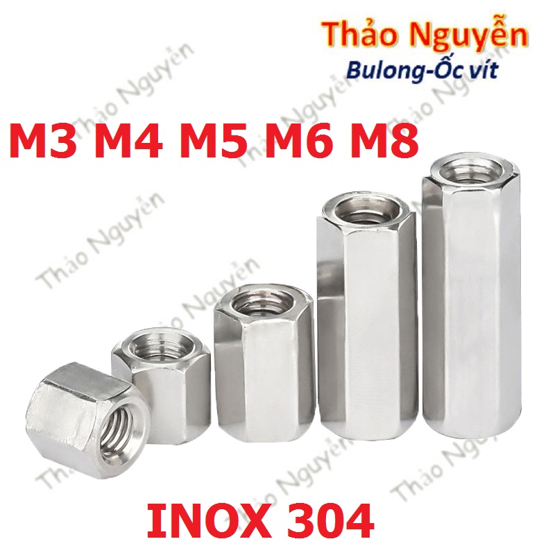Ống nối ty ren lục giác inox 304 - nối ren m3 m4 m5 m6 m8