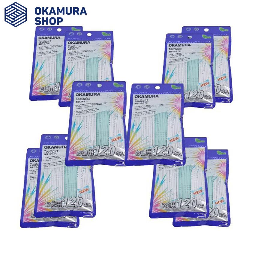 Combo 10 gói Tăm nhựa nha khoa cao cấp Nhật bản Okamura gói 120 chiếc