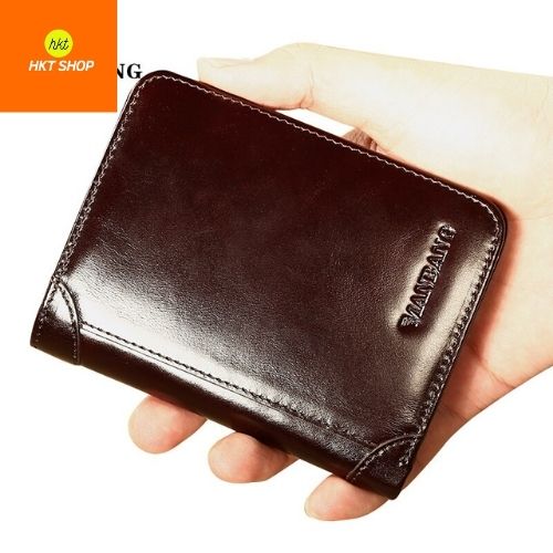 Ví nam màu nâu da bò thật 100% dành cho nam giới