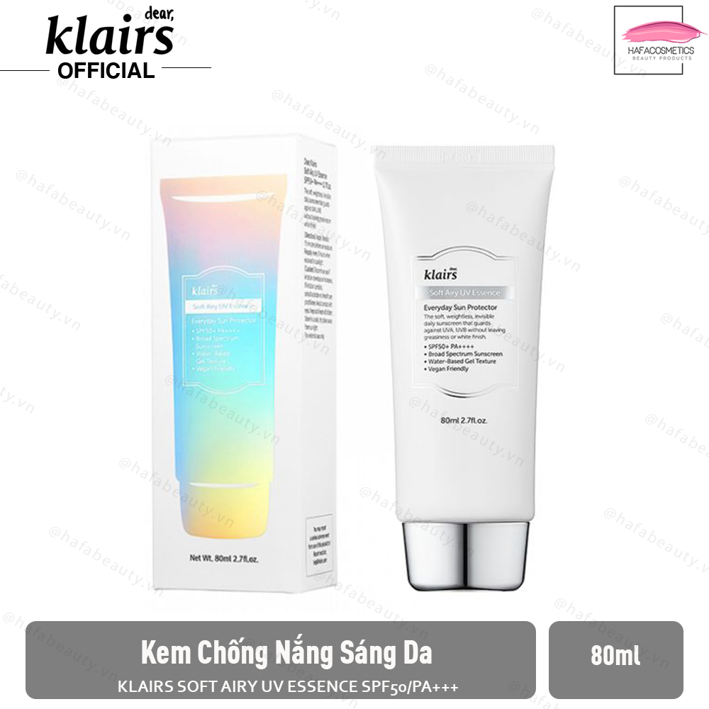 [HCM]Kem chống nắng làm sáng da giảm bóng nhờn Klairs Soft Airy UV Essence SPF50/PA++++ 80ml